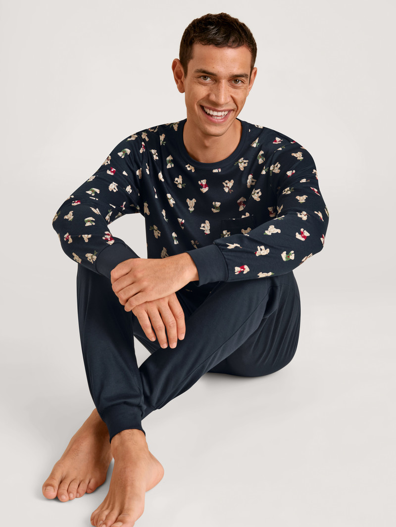 Vêtement De Nuit Calida Relax Teddy Pyjama With Cuff Noir Homme | VRB-7886458