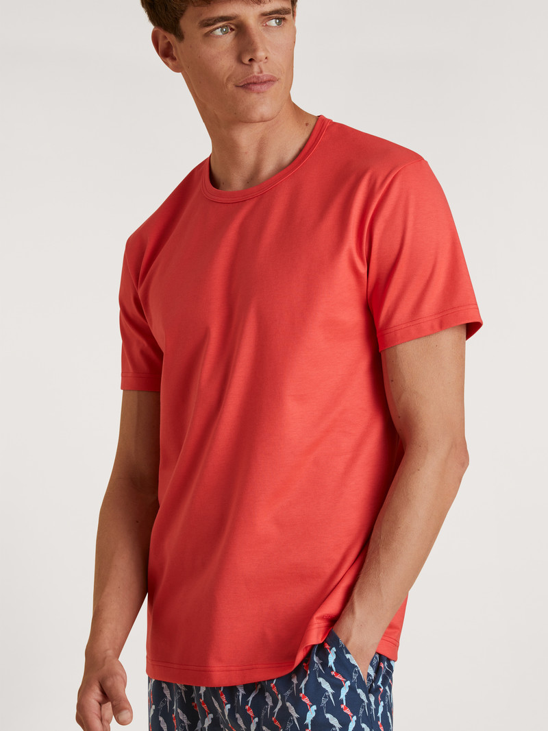 Summer Outfits Calida Rmx Sleep Time Off T-shirt Rouge Homme | GFG-2920332