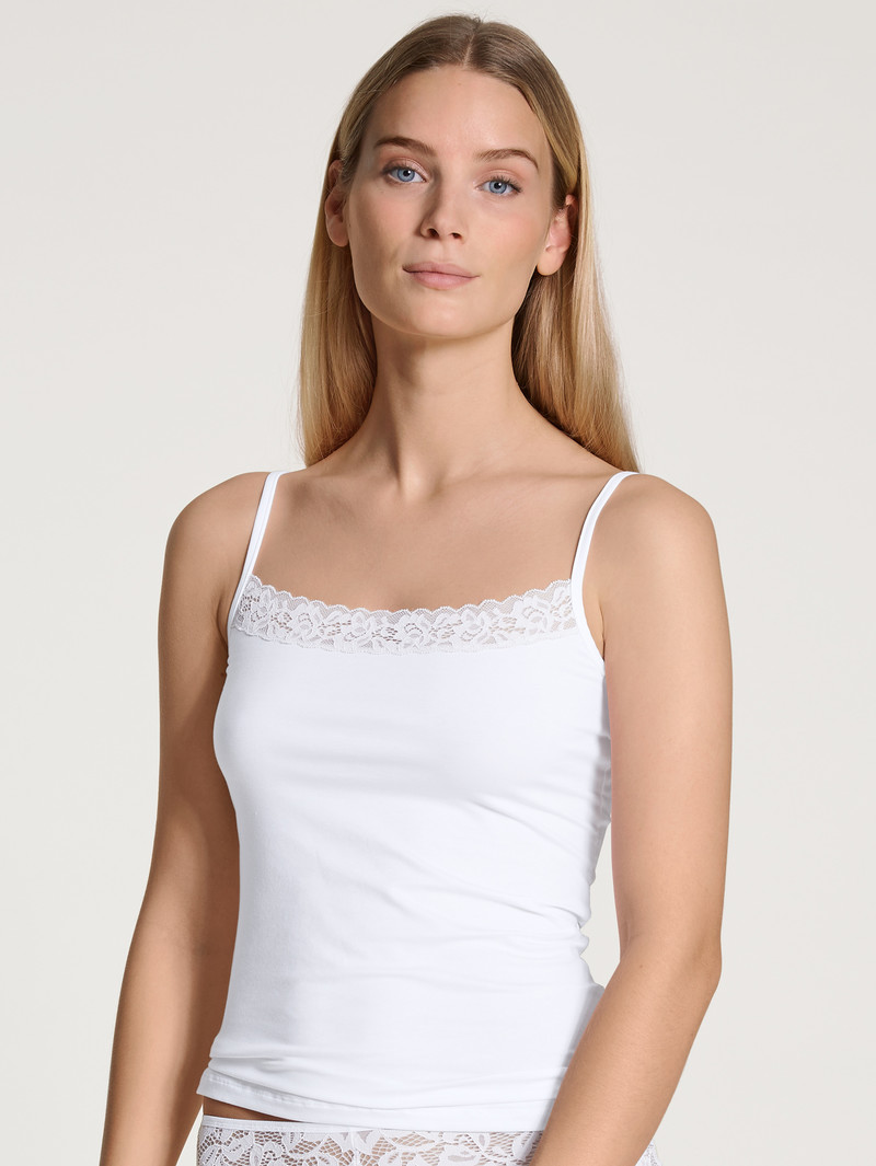 Sous Vêtement Calida Natural Comfort Lace Spaghetti Top Weiss Femme | VWO-3134781