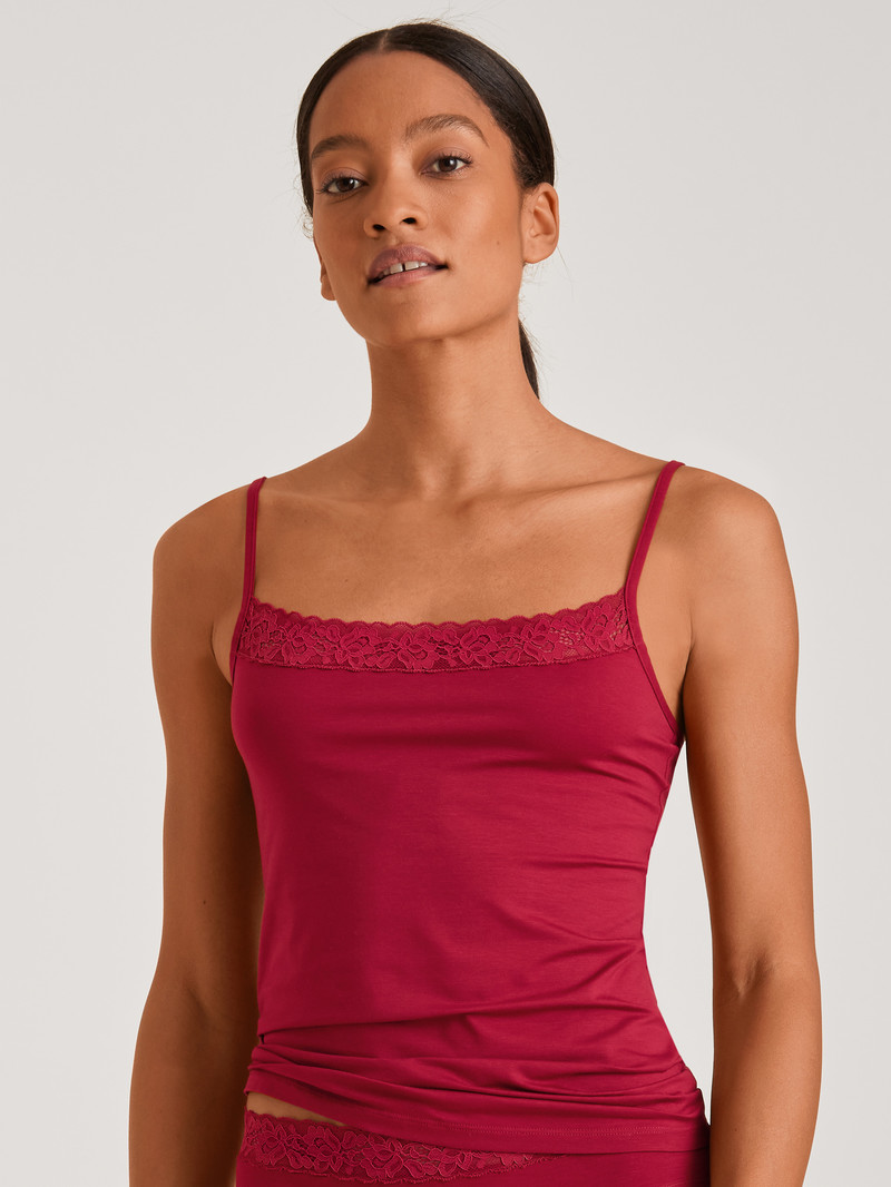 Sous Vêtement Calida Natural Comfort Lace Spaghetti Top Rouge Femme | EGR-0819665