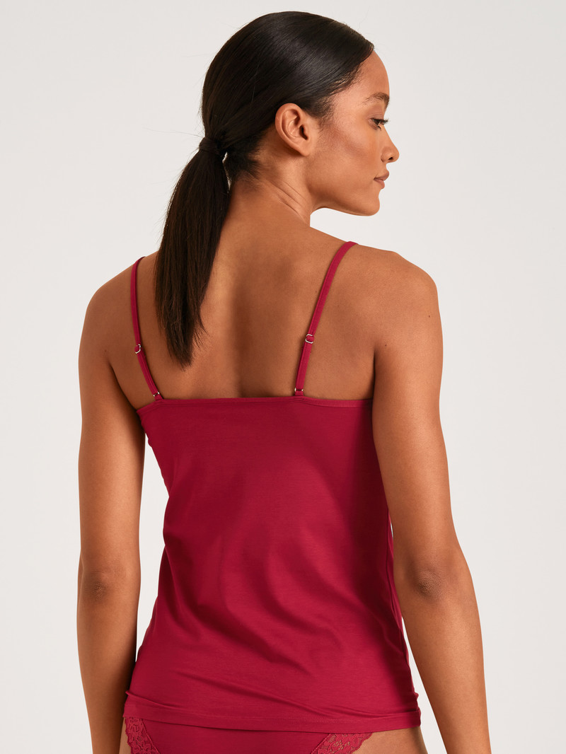 Sous Vêtement Calida Natural Comfort Lace Spaghetti Top Rouge Femme | EGR-0819665