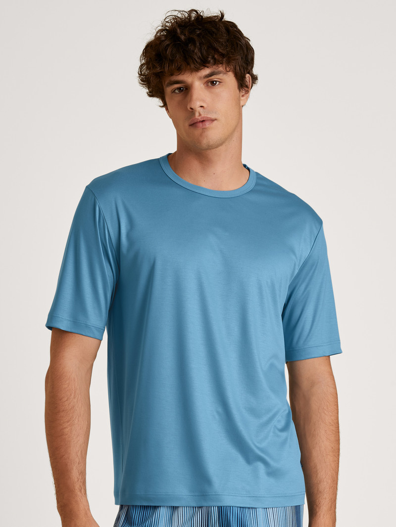 Summer Outfits Calida Circular Refresh T-shirt, Cradle To Cradle Certified Bleu Homme | EGD-6030554