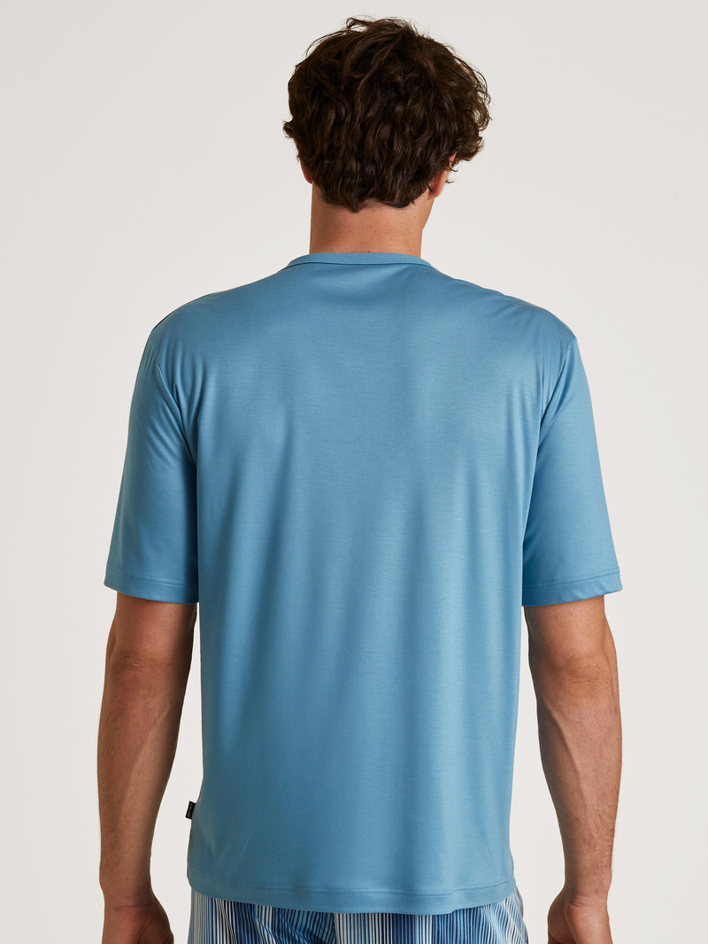 Summer Outfits Calida Circular Refresh T-shirt, Cradle To Cradle Certified Bleu Homme | EGD-6030554