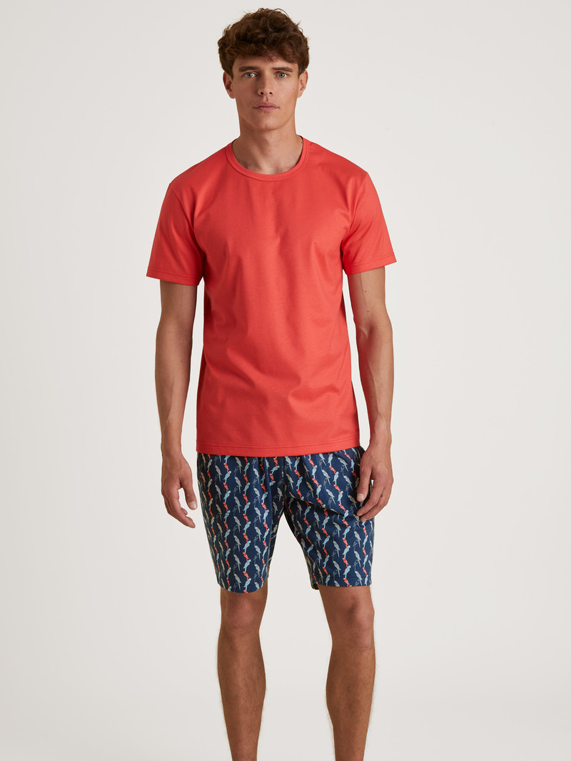 Summer Outfits Calida Rmx Sleep Time Off T-shirt Rouge Homme | GFG-2920332