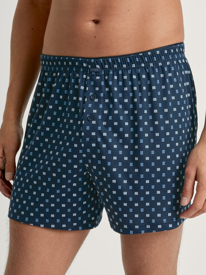 Sous Vêtement Calida Cotton Choice Boxer Shorts Bleu Homme | VZL-1459187