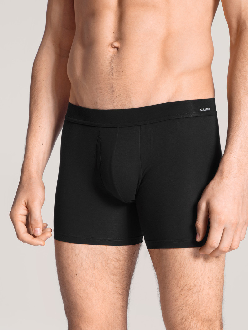 Sous Vêtement Calida Cotton Code Boxer Brief, With Fly Schwarz Homme | AIB-8790828