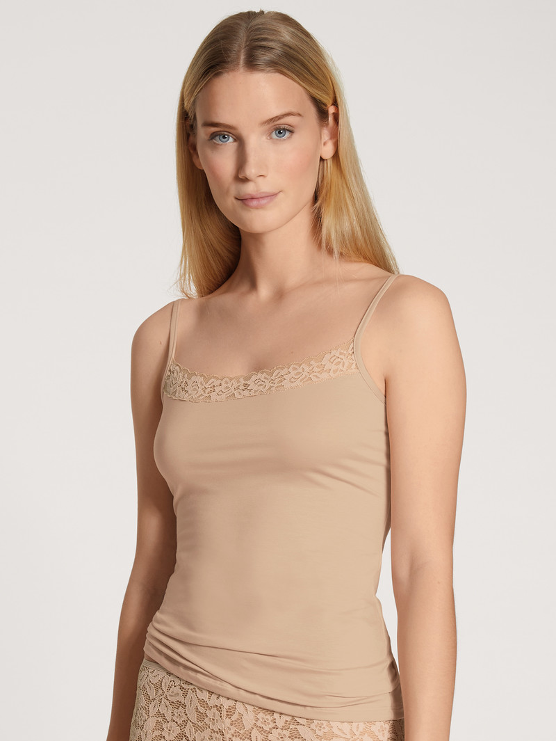 Sous Vêtement Calida Natural Comfort Lace Spaghetti Top Rose Femme | QSN-4611688