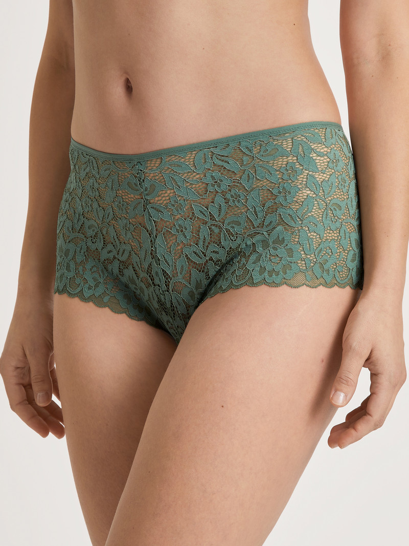 Sous Vêtement Calida Natural Comfort Lace Shorty Regular Cut Vert Femme | EWX-7673816