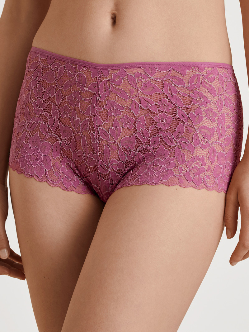 Sous Vêtement Calida Natural Comfort Lace Shorty Regular Cut Rouge Femme | SKK-6918754