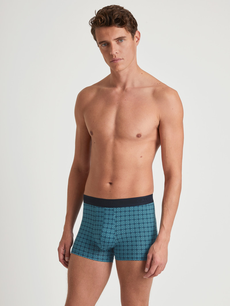 Sous Vêtement Calida Grafic Cotton Boxer Brief Bleu Homme | KIQ-2577447