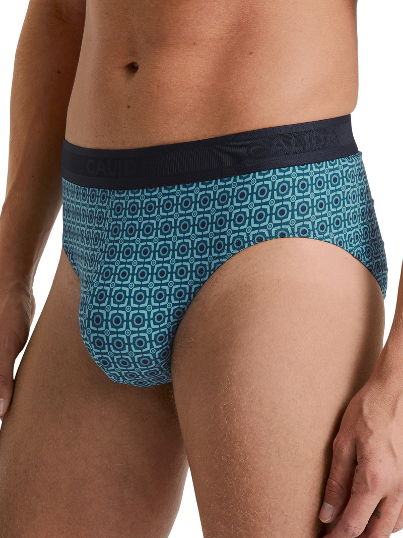 Sous Vêtement Calida Grafic Cotton Brief Bleu Homme | VQK-9988752