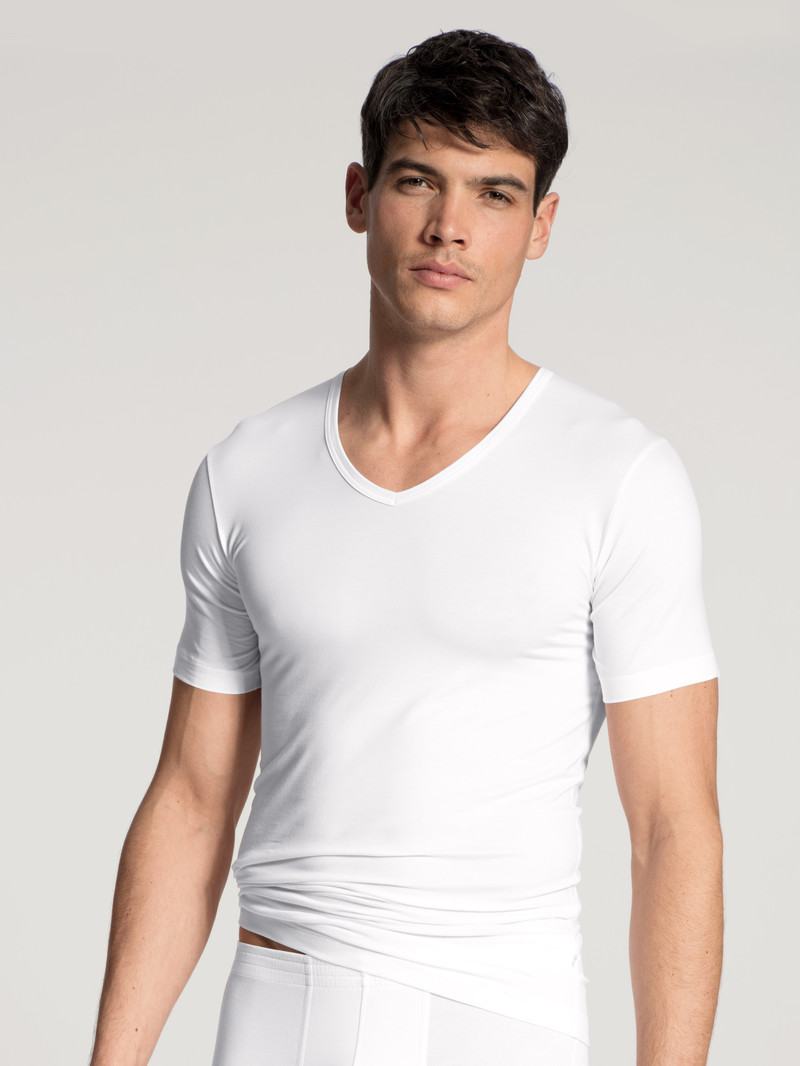 Sous Vêtement Calida Focus V-shirt Weiss Homme | EIX-4919158