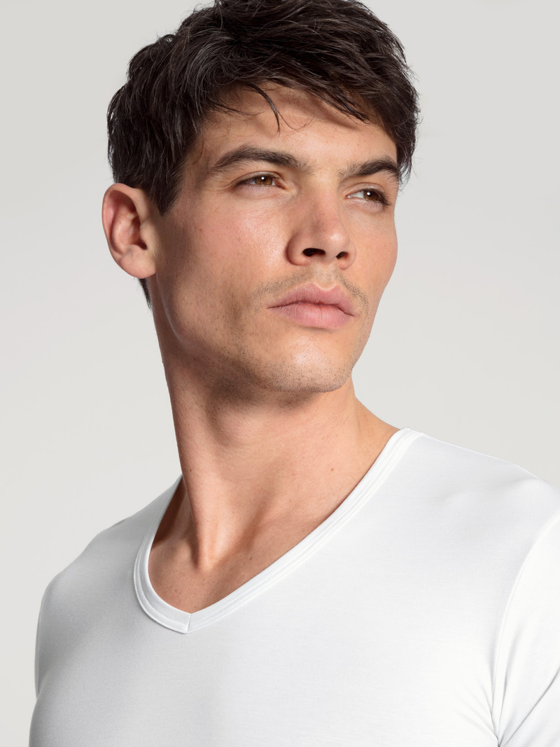 Sous Vêtement Calida Focus V-shirt Weiss Homme | EIX-4919158