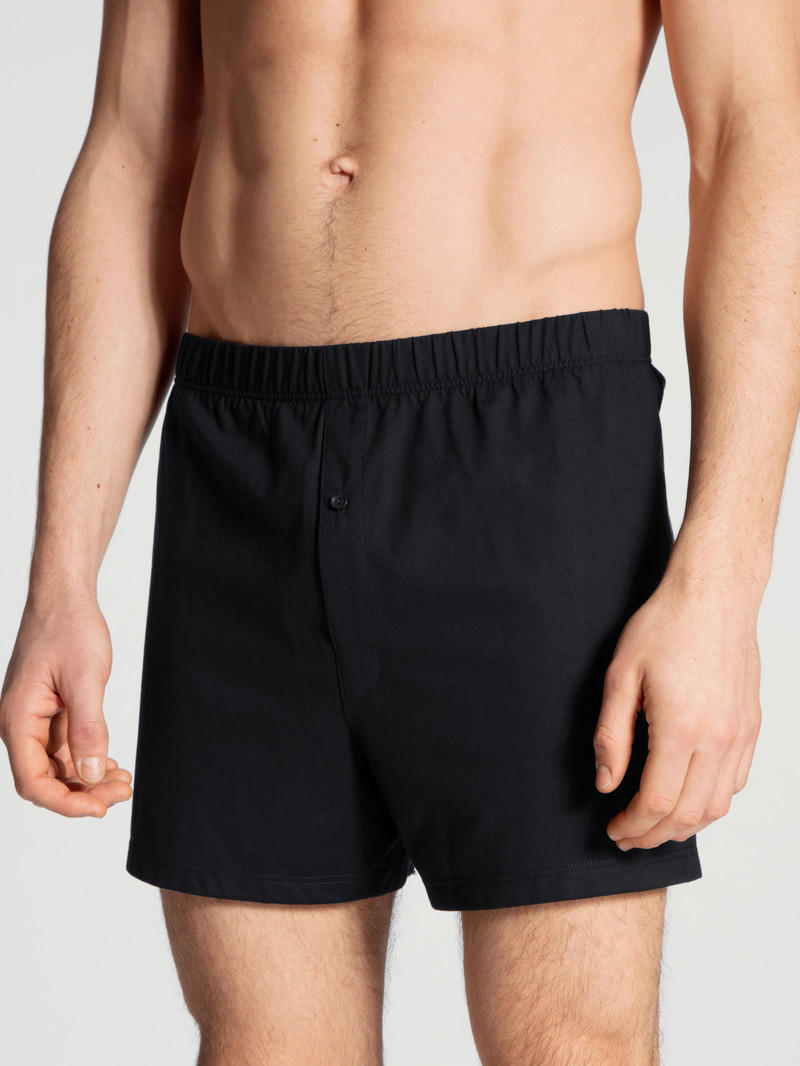 Sous Vêtement Calida Cotton Code Boxer Shorts With Fly Schwarz Homme | GZW-4449100