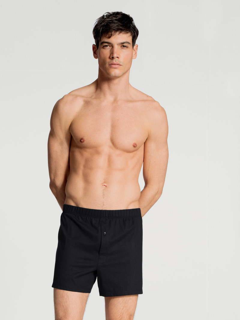 Sous Vêtement Calida Cotton Code Boxer Shorts With Fly Schwarz Homme | GZW-4449100