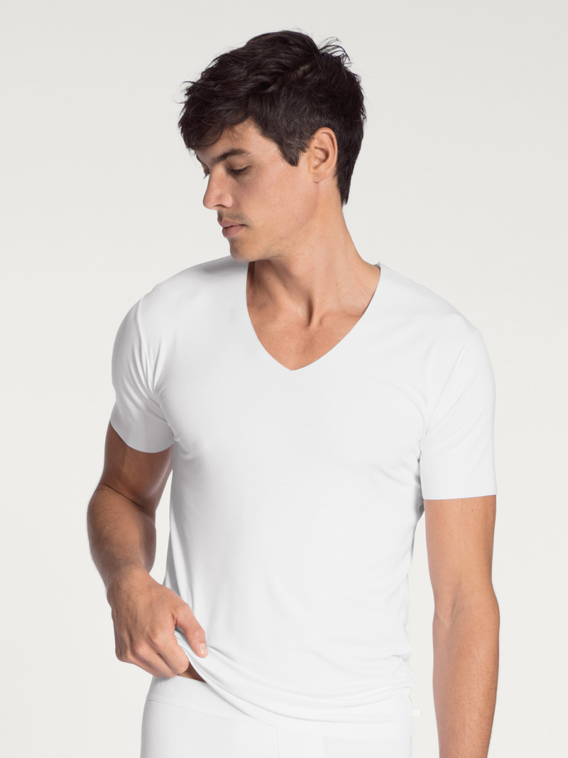 Sous Vêtement Calida Clean Line V-shirt Weiss Homme | OZA-8212096