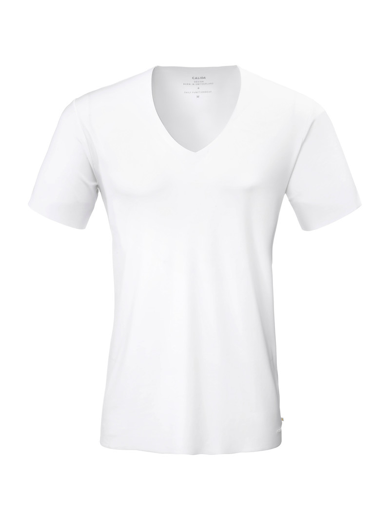 Sous Vêtement Calida Clean Line V-shirt Weiss Homme | OZA-8212096