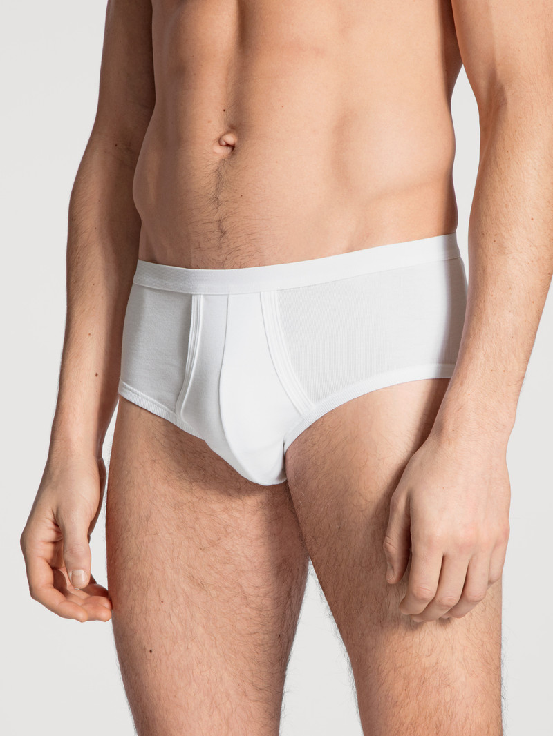 Sous Vêtement Calida Twisted Cotton Classic Brief With Fly Weiss Homme | MOI-4961224