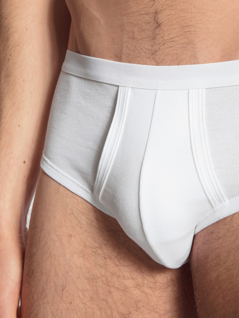 Sous Vêtement Calida Twisted Cotton Classic Brief With Fly Weiss Homme | MOI-4961224