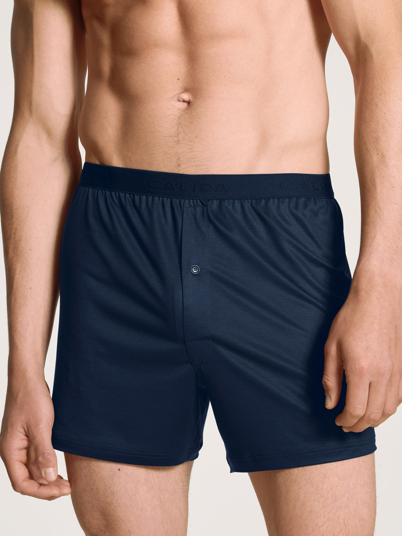 Sous Vêtement Calida Circular Day Boxer Shorts With Fly, Cradle To Cradle Certified Bleu Homme | LJN-2981375