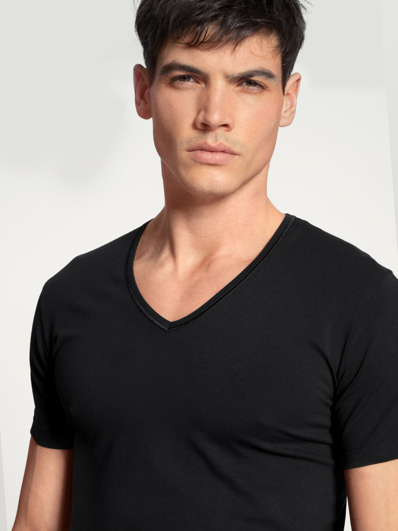 Sous Vêtement Calida Cotton Code V-shirt Schwarz Homme | JTM-5411266