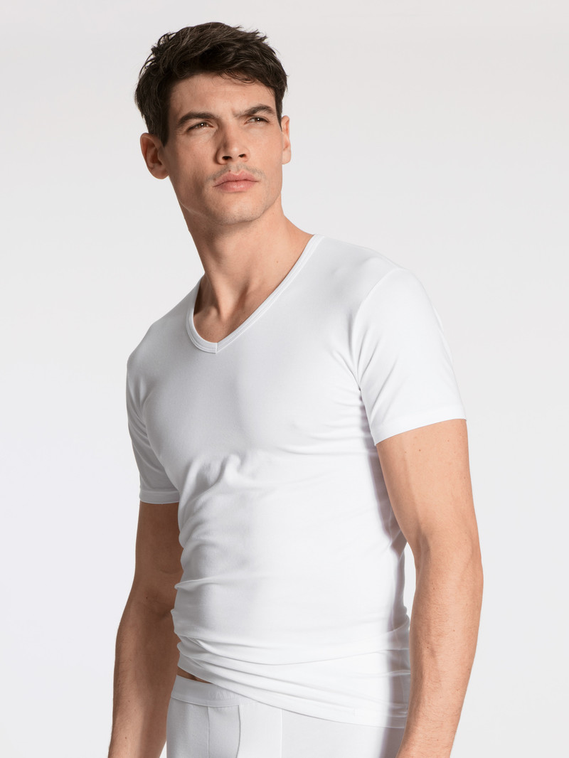 Sous Vêtement Calida Natural Benefit V-shirt, Two-pack Weiss Homme | VDZ-6211434