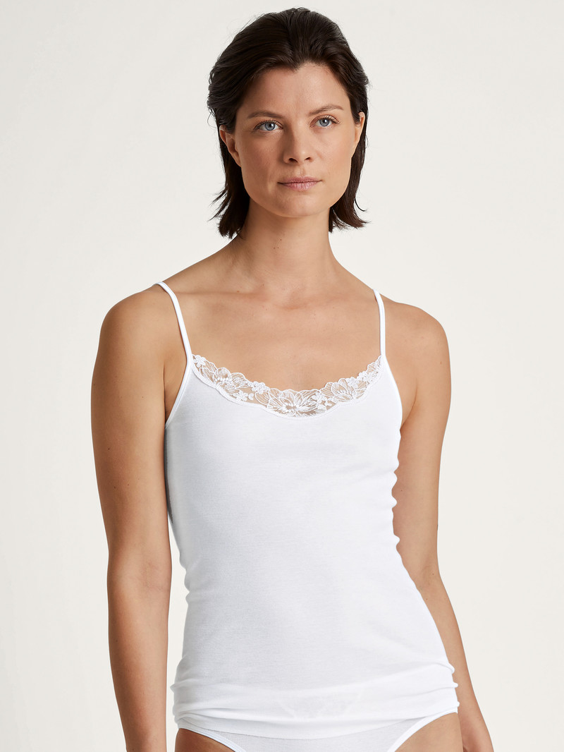 Sous Vêtement Calida Cotton Desire Spaghetti Top Weiss Femme | LQK-9474063