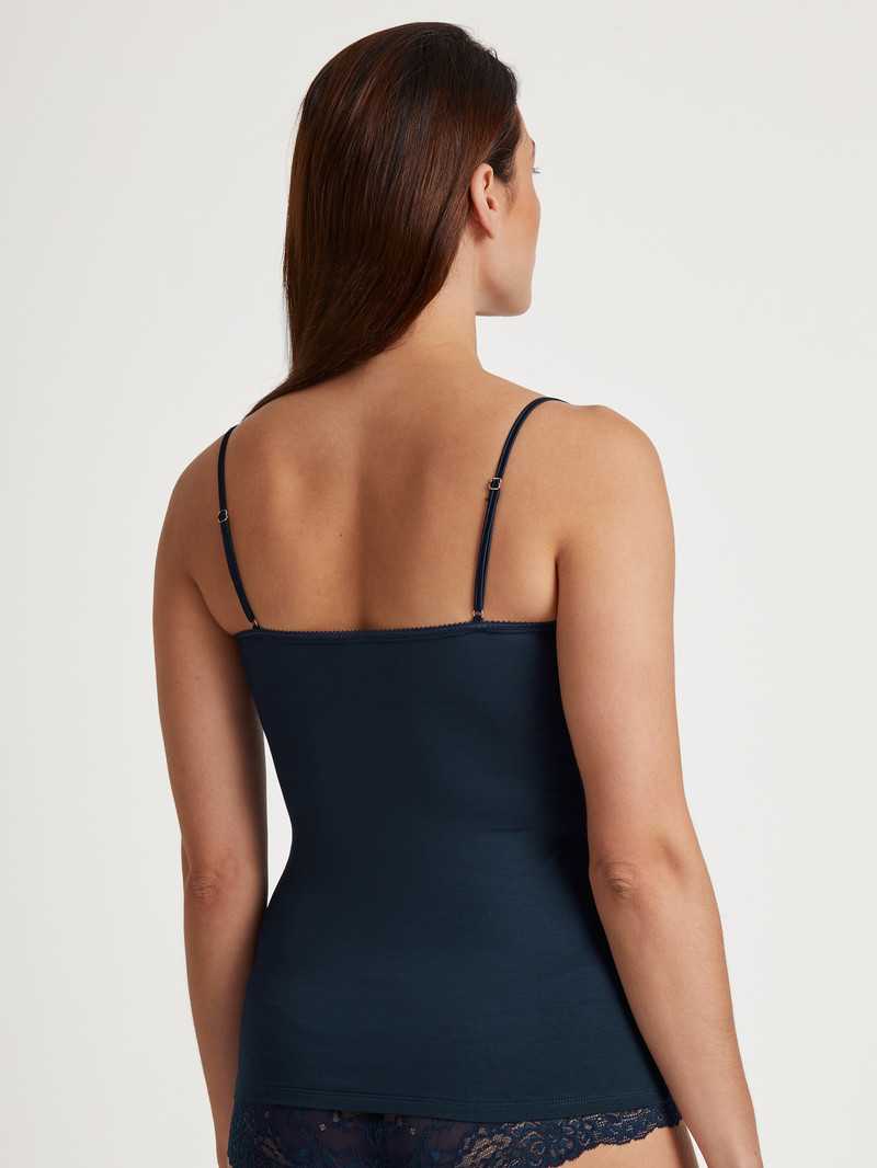 Sous Vêtement Calida Sensual Secrets Spaghetti Strap Top With Lace Bleu Femme | SVV-9670160