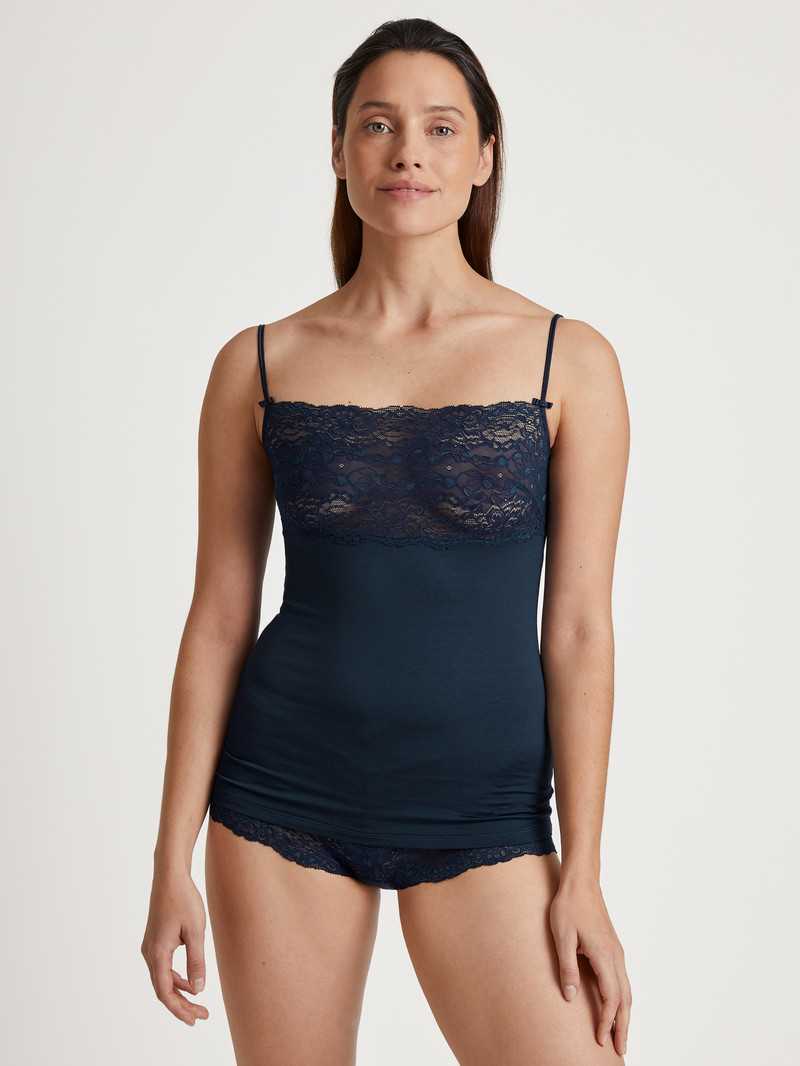 Sous Vêtement Calida Sensual Secrets Spaghetti Strap Top With Lace Bleu Femme | SVV-9670160