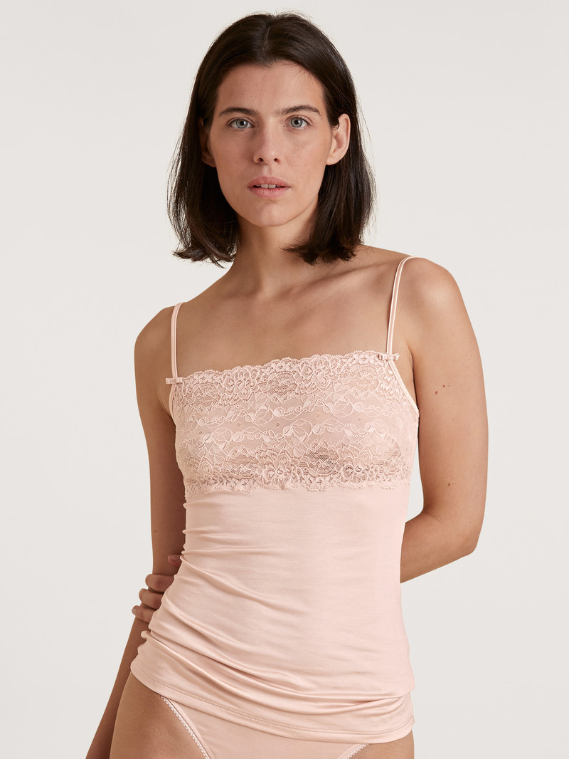 Sous Vêtement Calida Sensual Secrets Spaghetti Strap Top With Lace Rose Femme | PXX-2261961