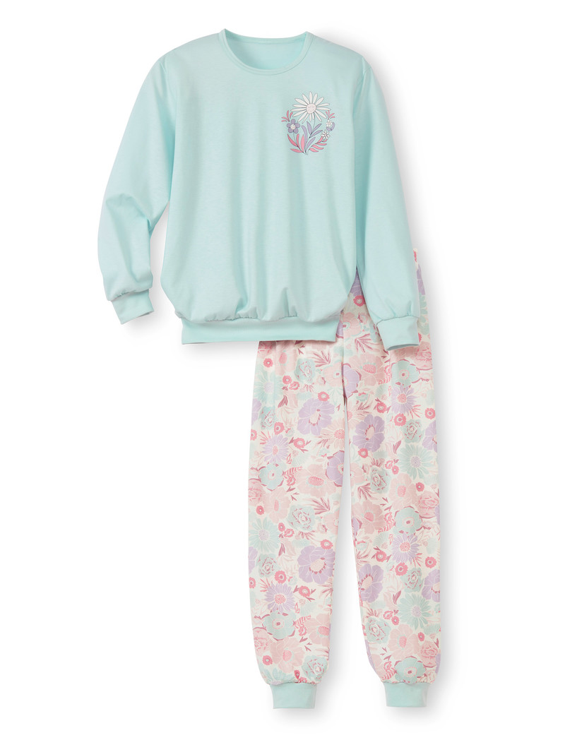 Pyjama Calida Kids Flowers Pyjama With Cuff Bleu Enfant | COO-6135453