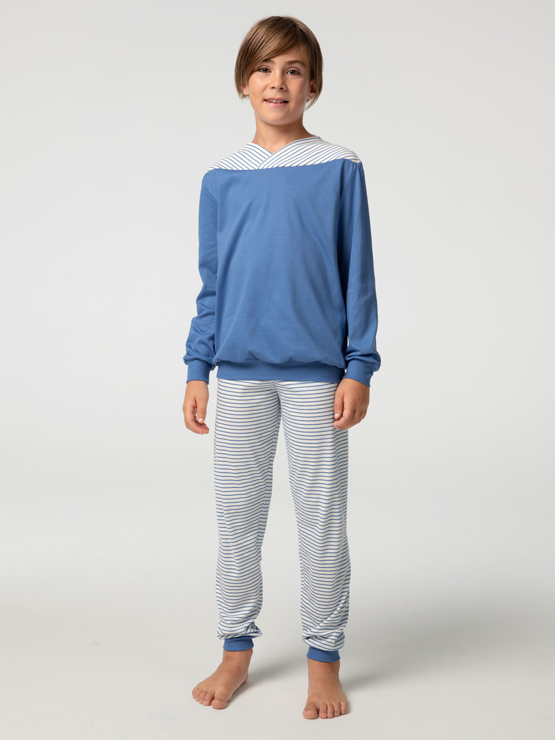 Pyjama Calida Boys Youngster Pyjama With Cuff Bleu Enfant | UBE-5256594