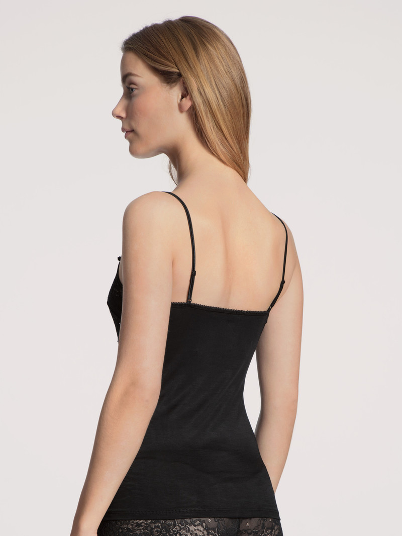 Sous Vêtement Calida Sensual Secrets Spaghetti Strap Top With Lace Schwarz Femme | GNS-4283855