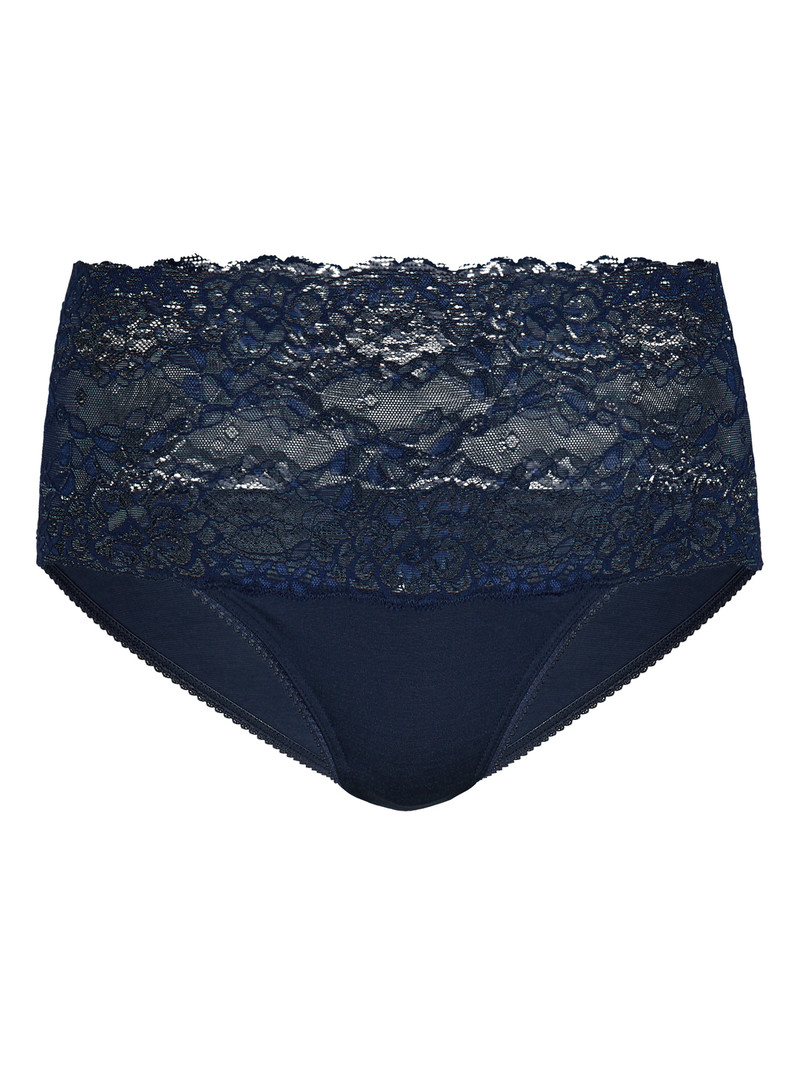 Sous Vêtement Calida Sensual Secrets High-waisted Briefs With Lace Waistband Bleu Femme | YCY-1676772