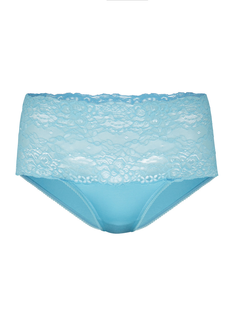 Sous Vêtement Calida Sensual Secrets High-waisted Briefs With Lace Waistband Bleu Femme | ZOK-5462559