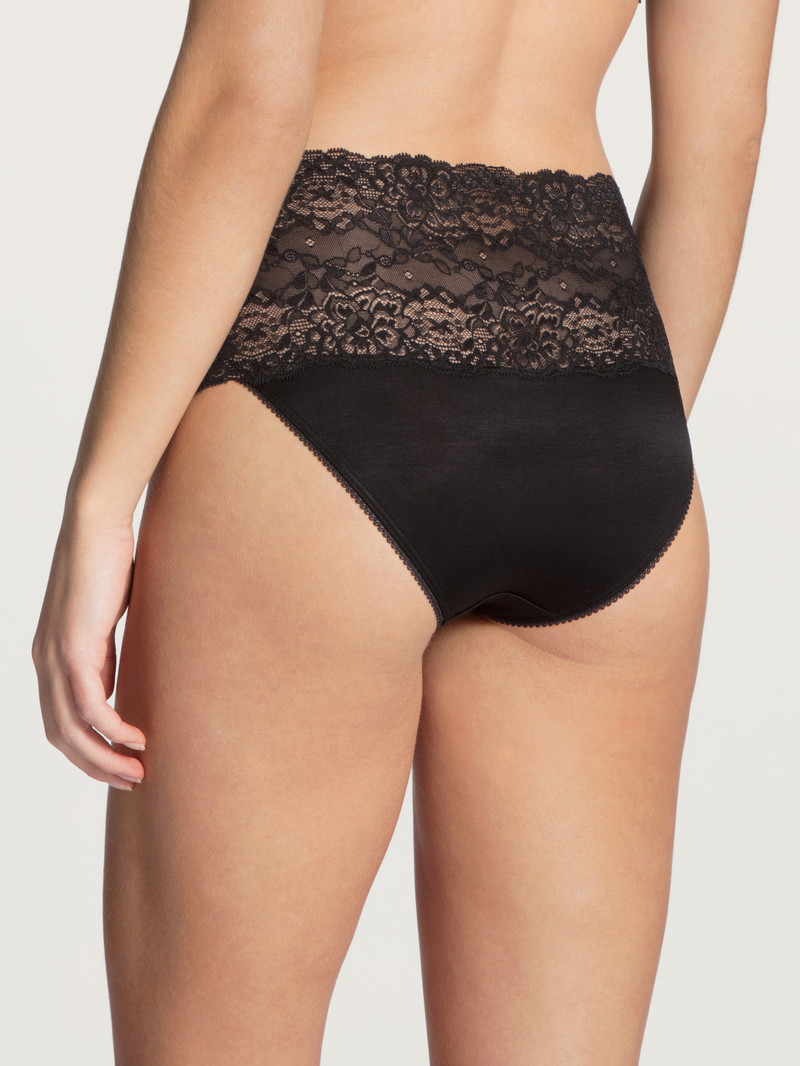 Sous Vêtement Calida Sensual Secrets High-waisted Briefs With Lace Waistband Schwarz Femme | RFW-2098064