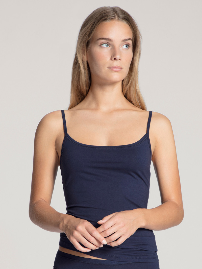 Sous Vêtement Calida Natural Comfort Spaghetti Top Bleu Foncé Femme | CTU-0571419