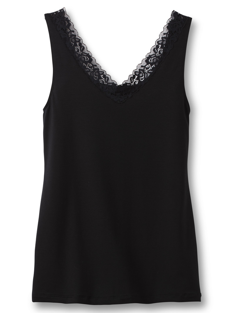 Sous Vêtement Calida Natural Comfort Lace Tank Top Schwarz Femme | MCH-9709569