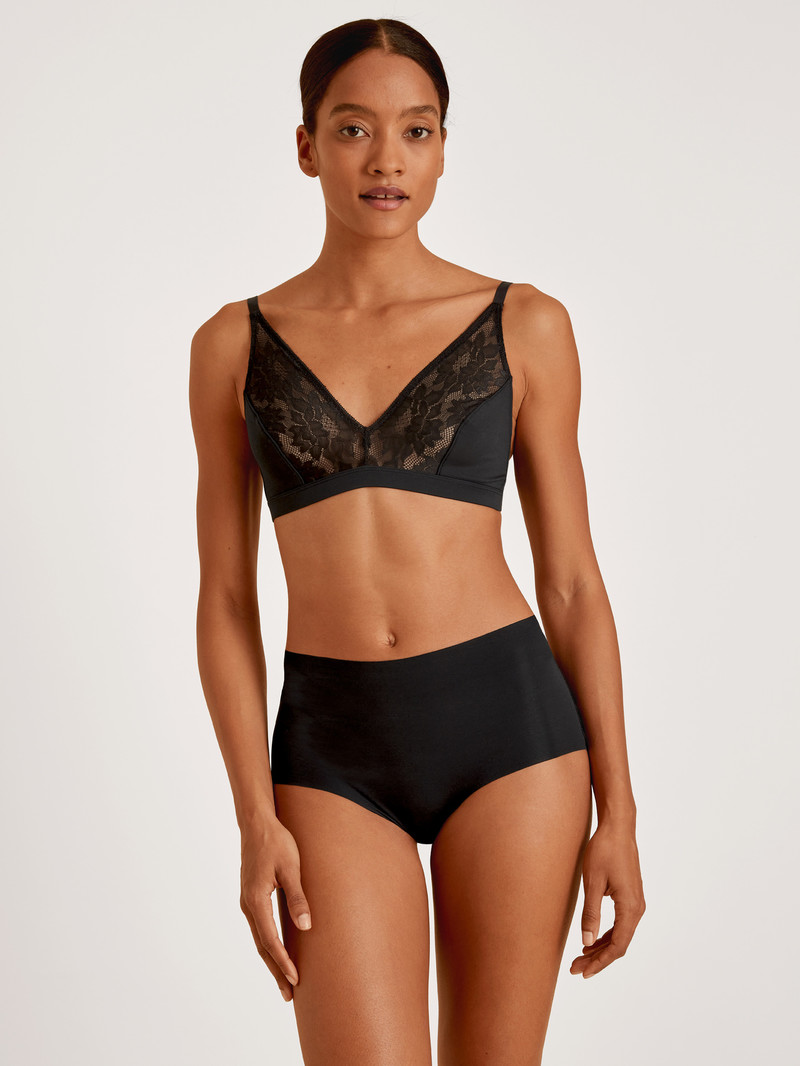 Sous Vêtement Calida Natural Skin Lace Brief, Cradle To Cradle Certified Noir Femme | IZK-8510670