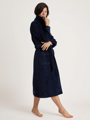 Bathrobes Calida Cosy Shower Bathrobe Noir Bleu Femme | FOR-0799774