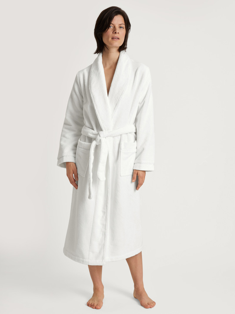 Bathrobes Calida Cosy Shower Bathrobe Blanche Femme | FTA-7438694