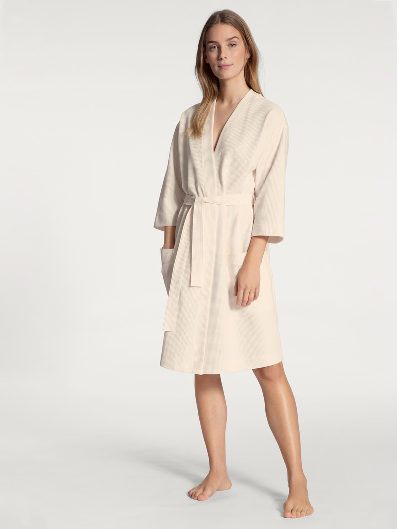 Bathrobes Calida Cosy Shower Bathrobe, Length 95cm Blanche Femme | NZL-0605169