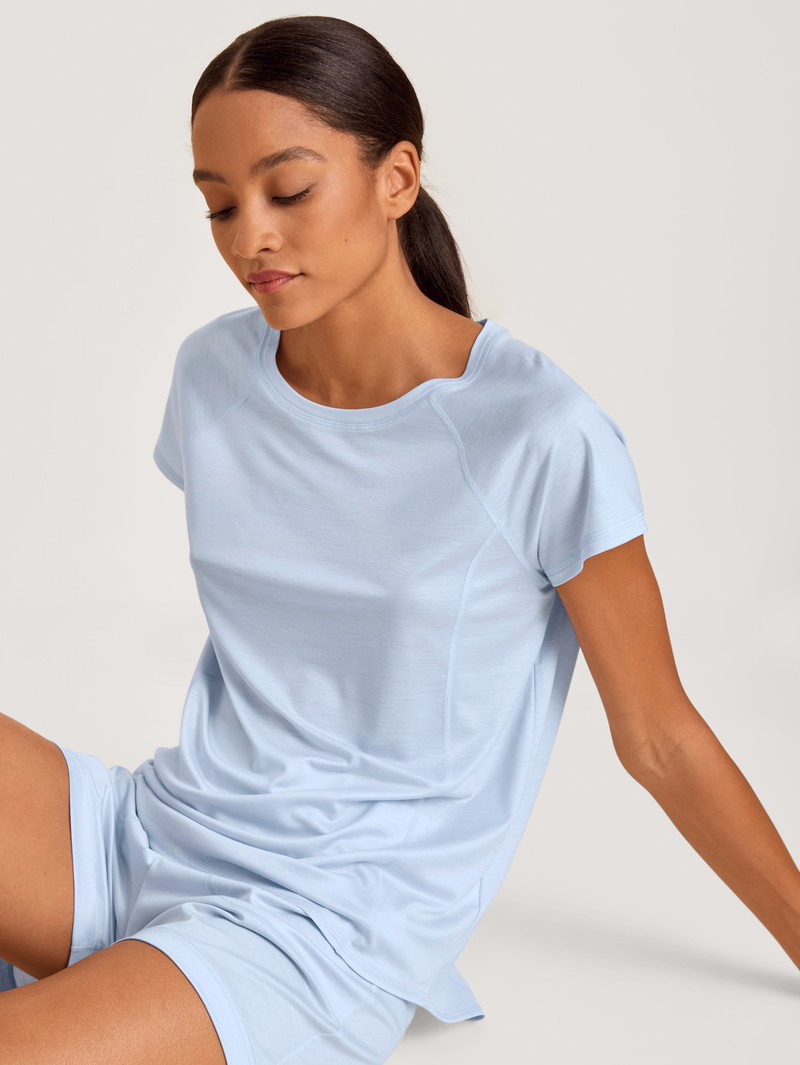 Deepsleepwear Calida Dsw Cooling Shirt Short Sleeve Bleu Femme | FTG-0250251