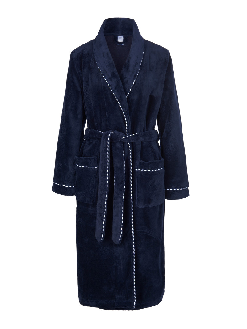 Bathrobes Calida Cosy Shower Bathrobe Noir Bleu Femme | NCT-3148453