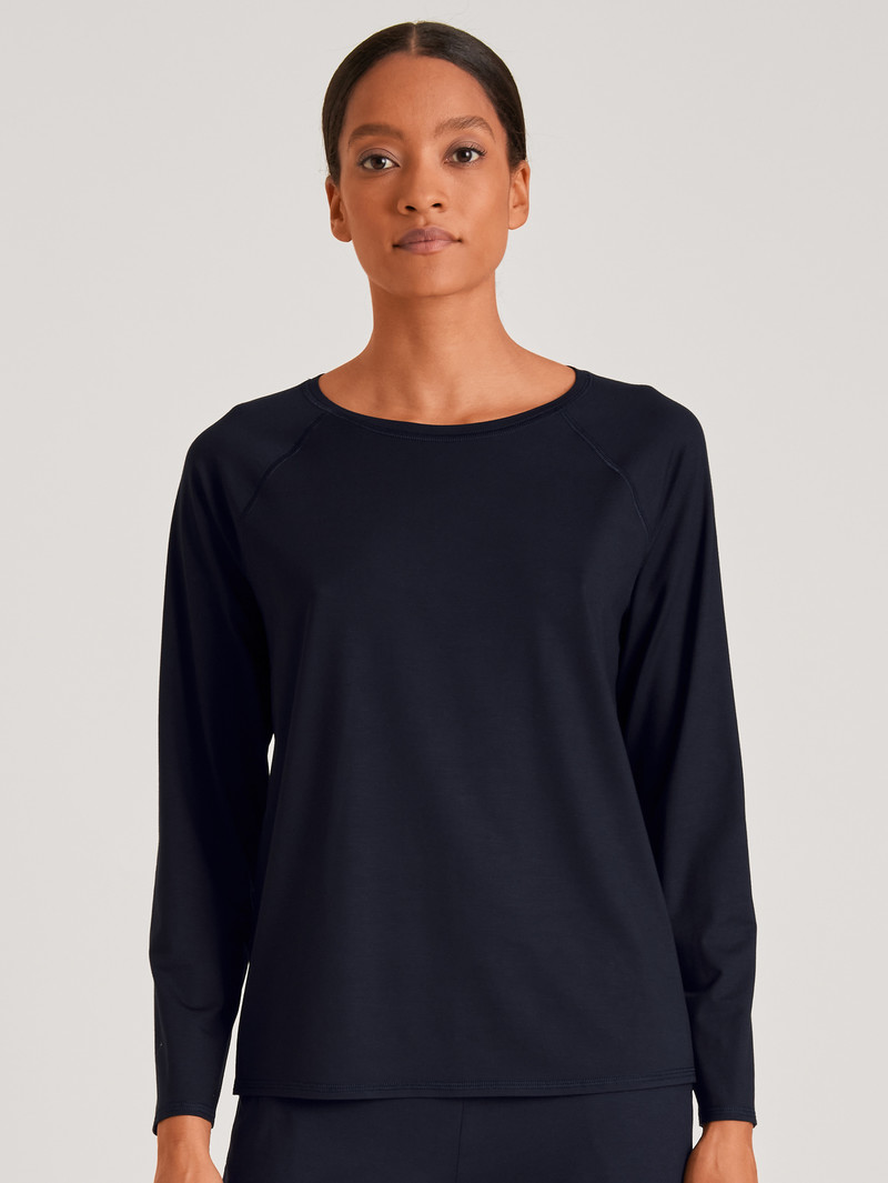 Deepsleepwear Calida Dsw Balancing Shirt Long-sleeve Noir Bleu Femme | LFX-3119794