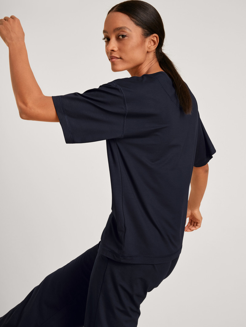 Deepsleepwear Calida Dsw Balancing Shirt Short Sleeve Noir Bleu Femme | PEL-7285587