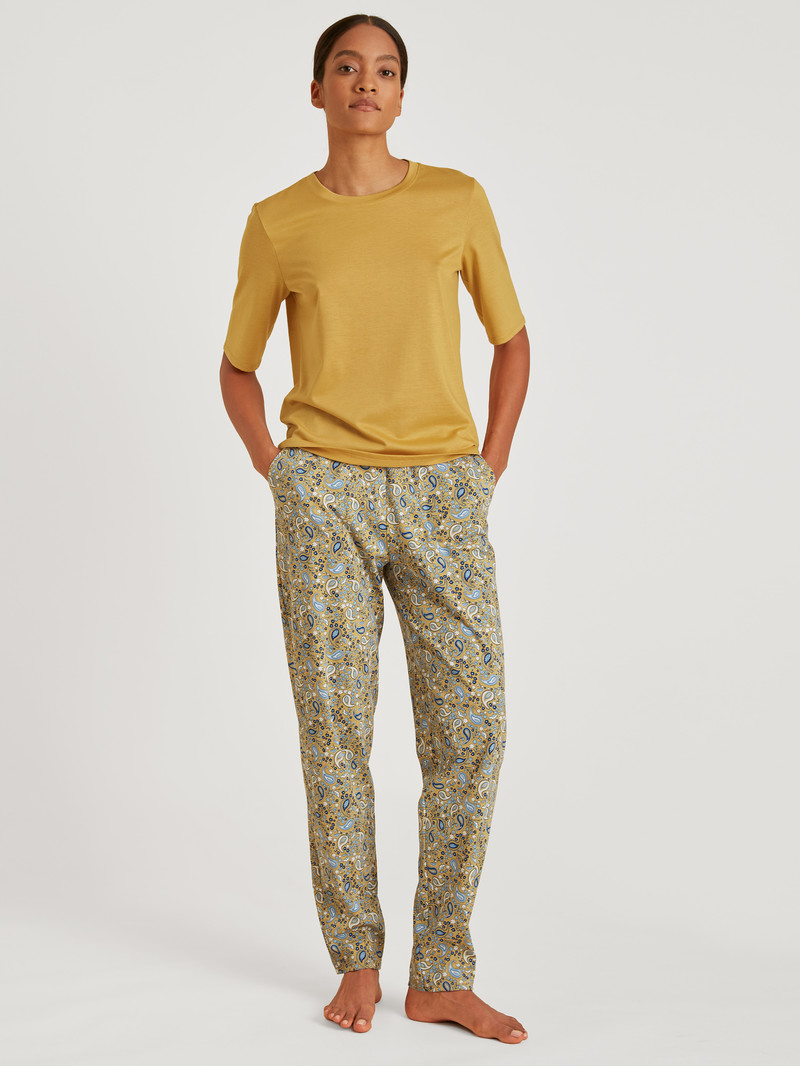 Loungewear Calida Favourites Paisley Shirt Short Sleeve Jaune Femme | AWQ-7611140