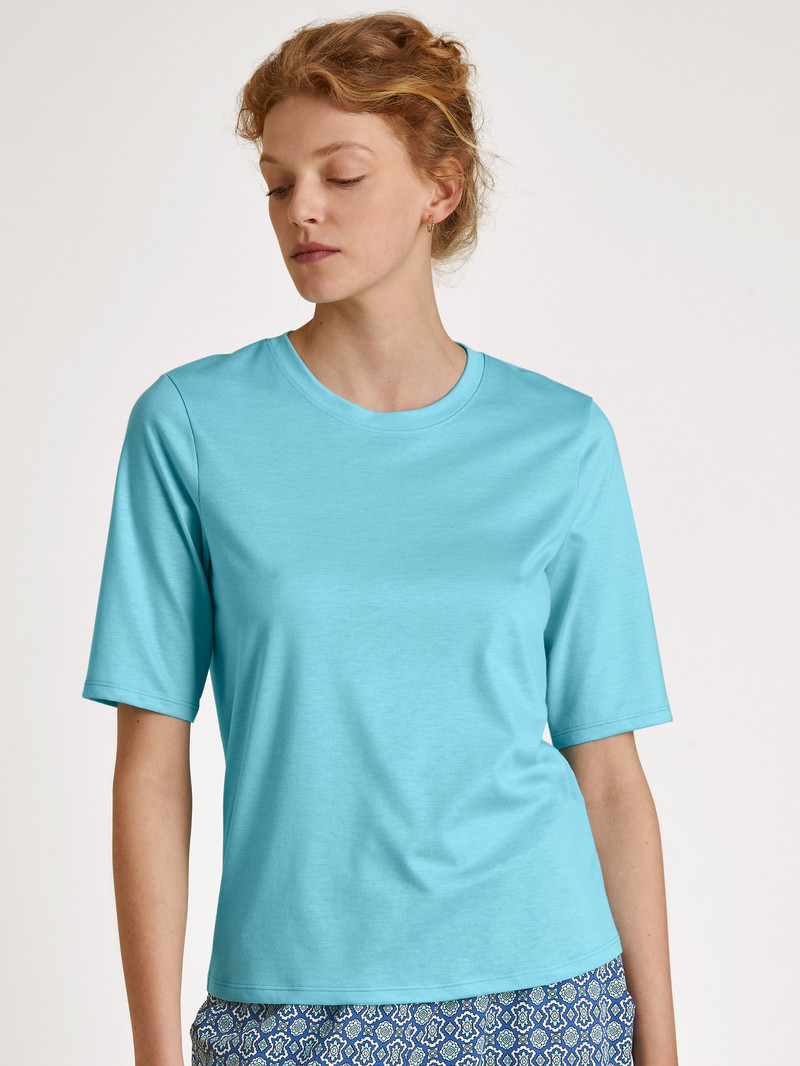 Loungewear Calida Favourites Energy Shirt Short Sleeve Bleu Femme | NYJ-8108506