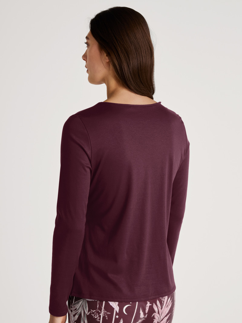 Loungewear Calida Favourites Ground Shirt Long Sleeve Bleu Royal Rouge Femme | LEJ-8538824