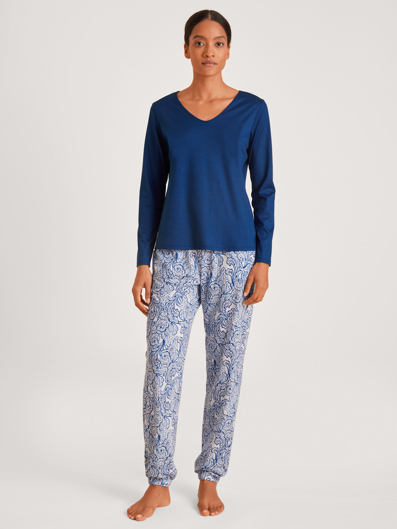 Loungewear Calida Favourites Paisley Shirt Long Sleeve Bleu Femme | XGU-6076700